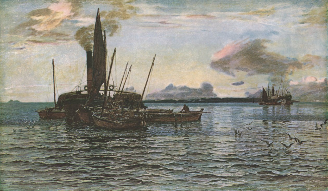 The Herring Market at Sea on Loch Fyne, Argyll, 1884, c1930 by Colin Hunter