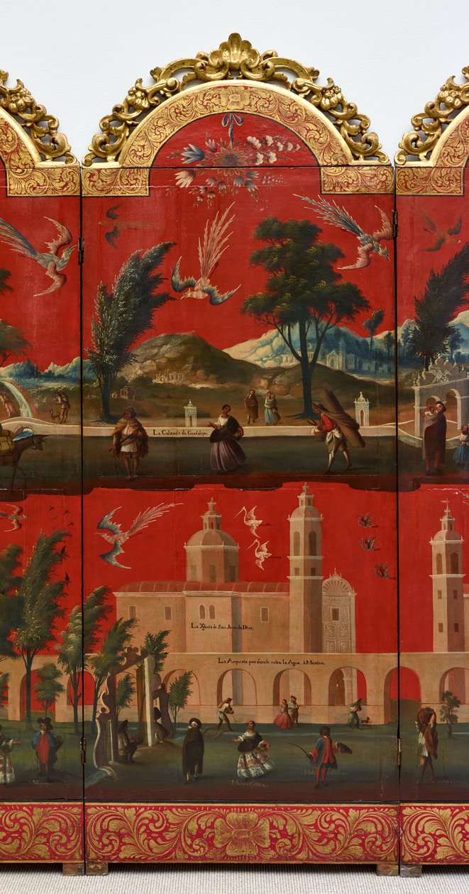 Biombo with Views of Mexico City by Colonial Spanish