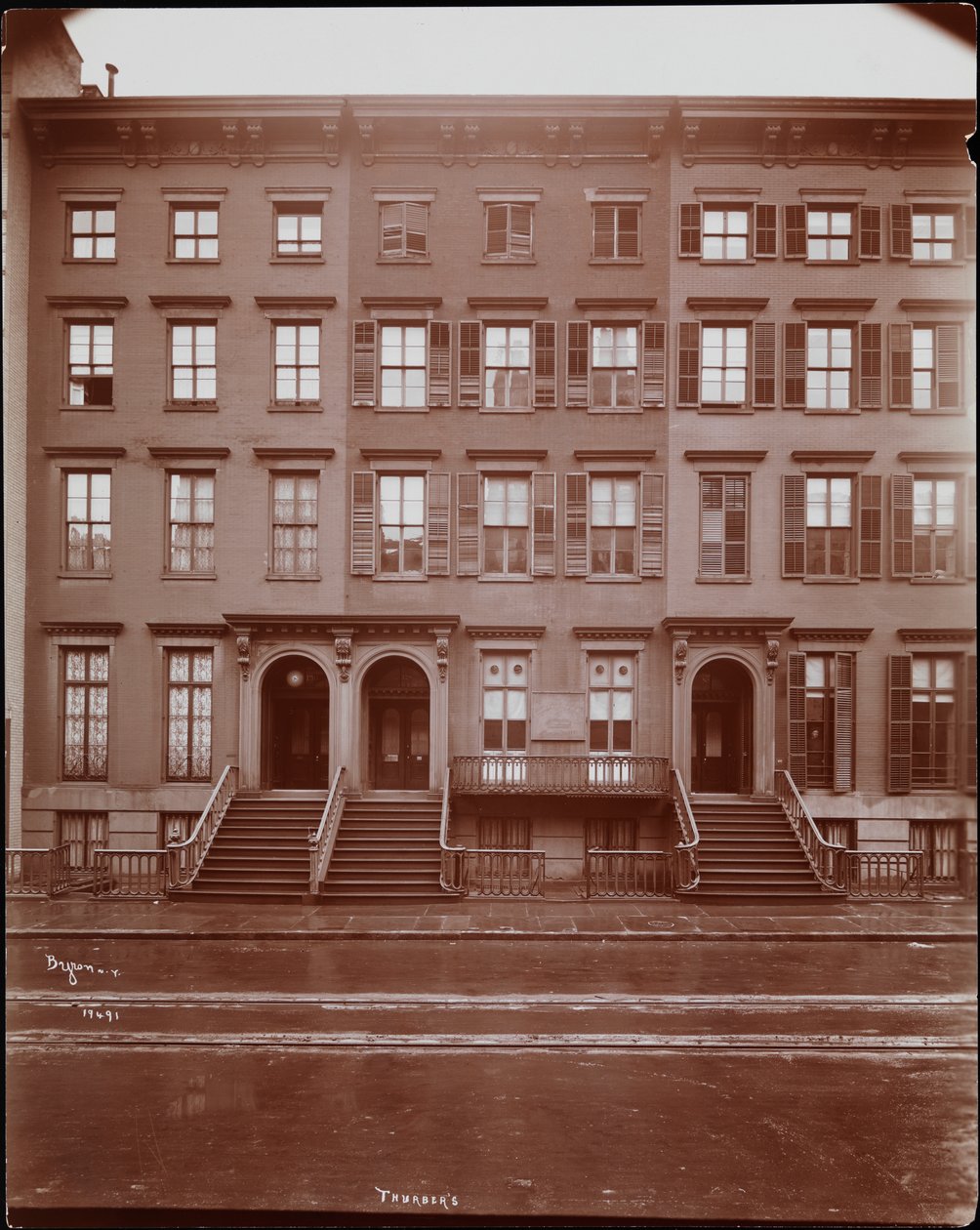 Facade of the National Conservatory of Music of America at 128 East 17th Street; Adjacent Buildings Visible, New York by Company Byron