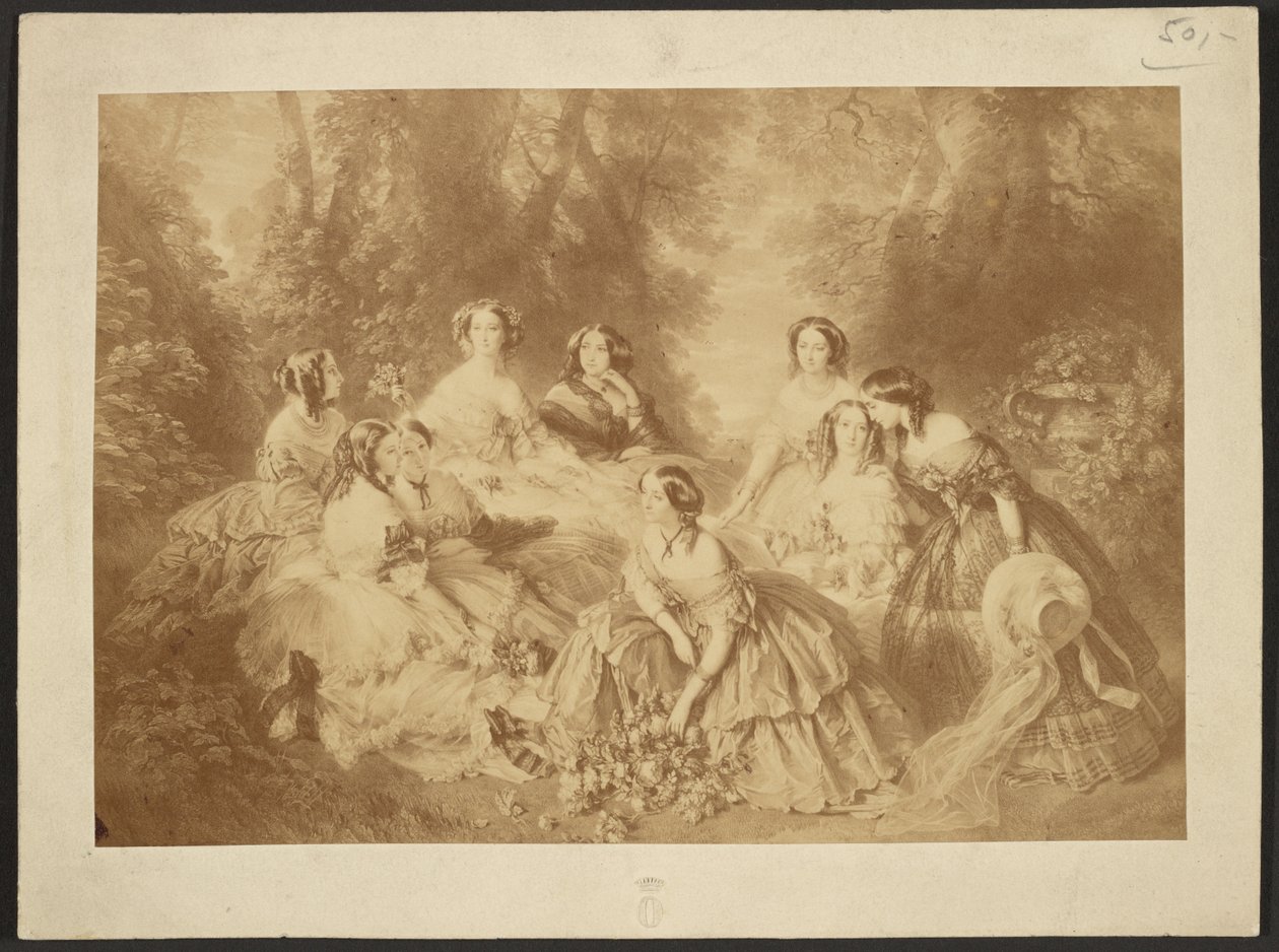 The Empress Eugenie Surrounded by Her Ladies in Waiting by Comte Olympe Aguado