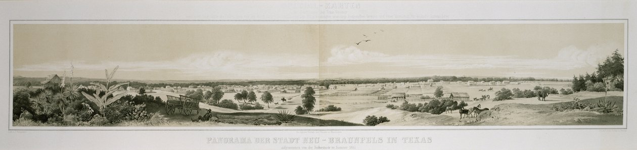 Panorama of the City of New Braunfels in Texas taken from the Southwest Side in Summer 1847 by Conrad Caspar (after) Rordorf