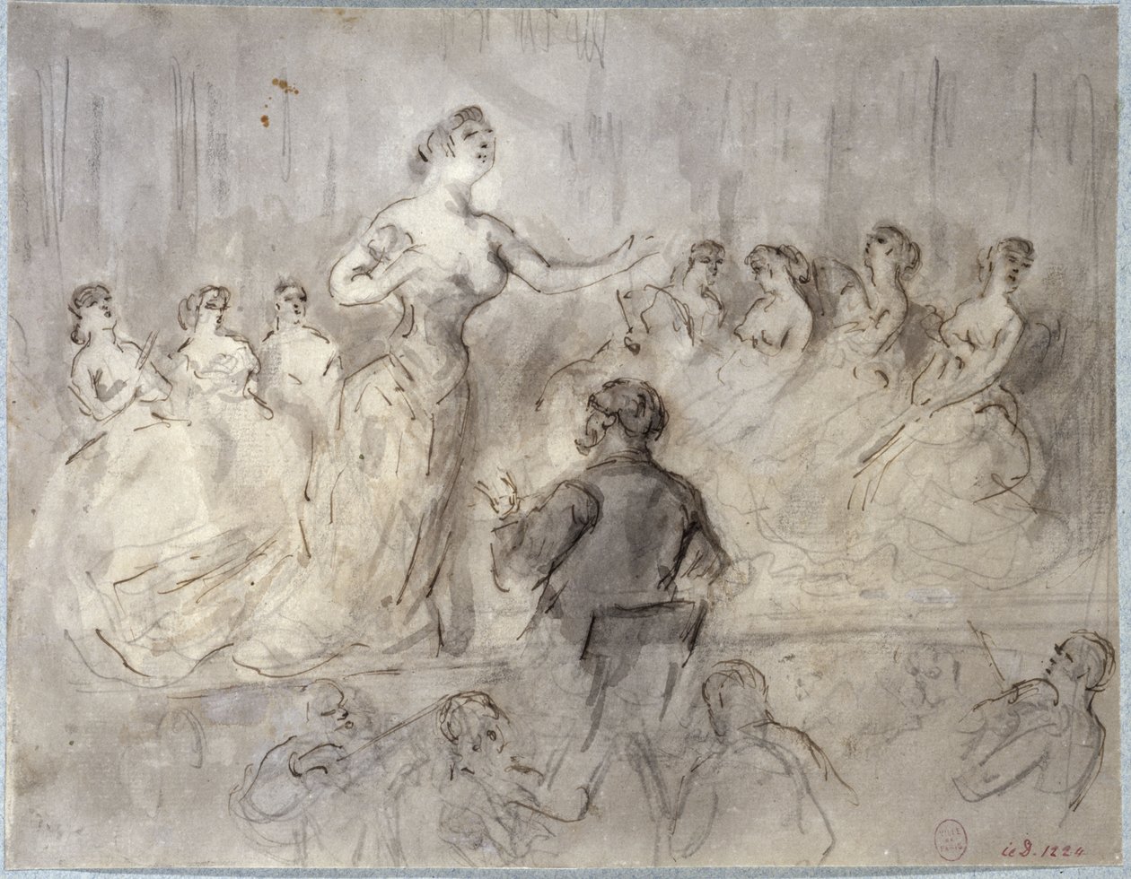 Café-Concert Scene, Orchestra and Singers, circa 1875-1880 by Constantin Guys