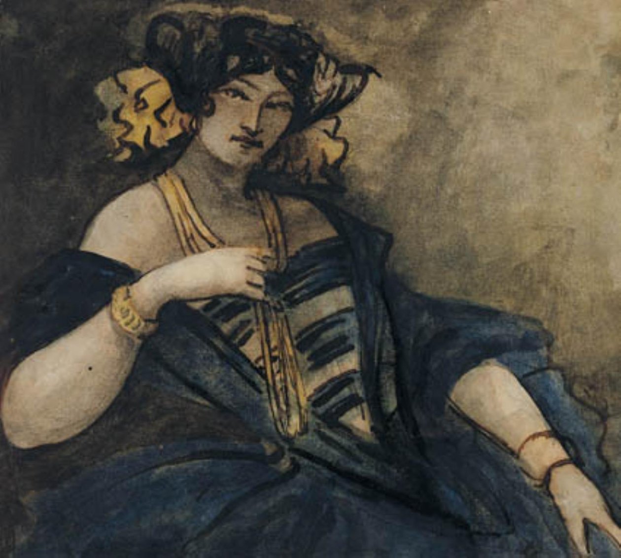 Seated, Elegantly Dressed Woman, Half-Figure by Constantin Guys