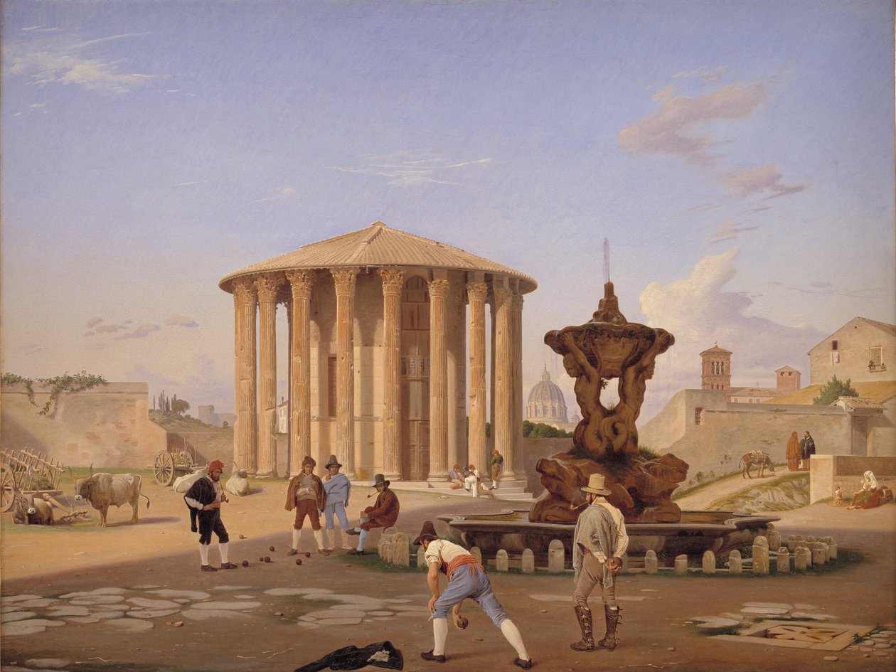 Piazza della Bocca della Verità with the So-Called Temple of Vesta in Rome by Constantin Hansen