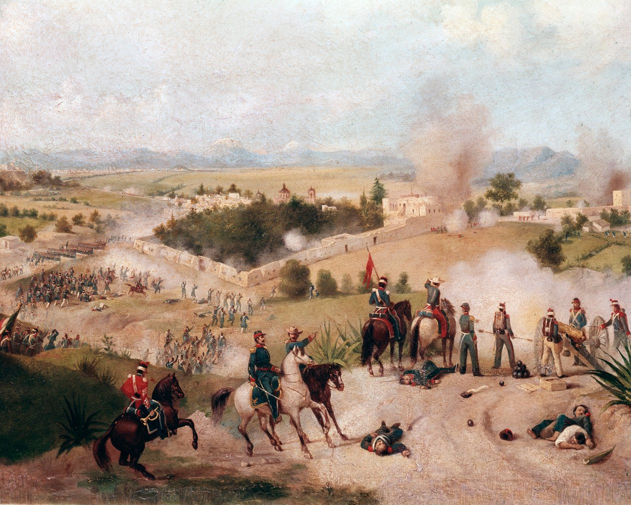 American-Mexican War: view of the Battle of Molino del Rey on 08/09/1847 (detail) by Constantino Escalante