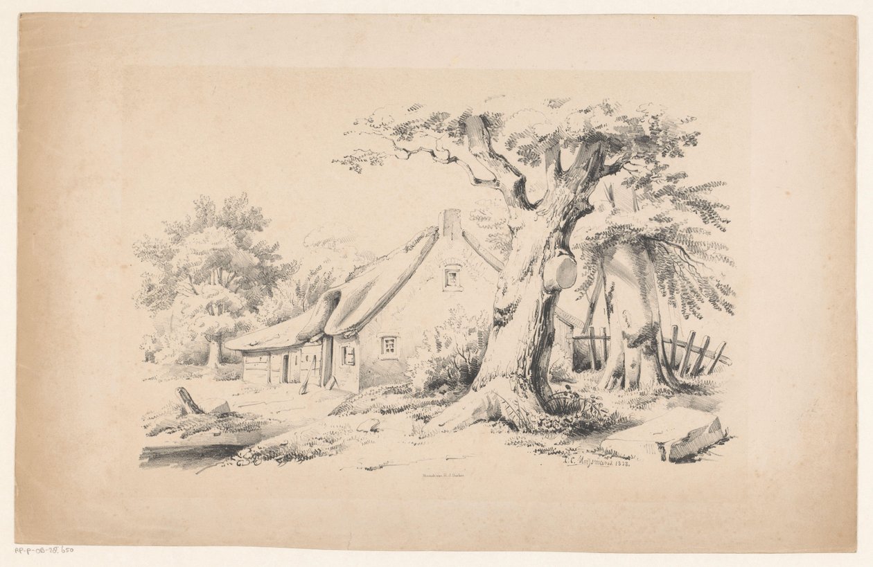 Farm and Two Trees (The Landscape) by Constantinus Cornelis Huysmans