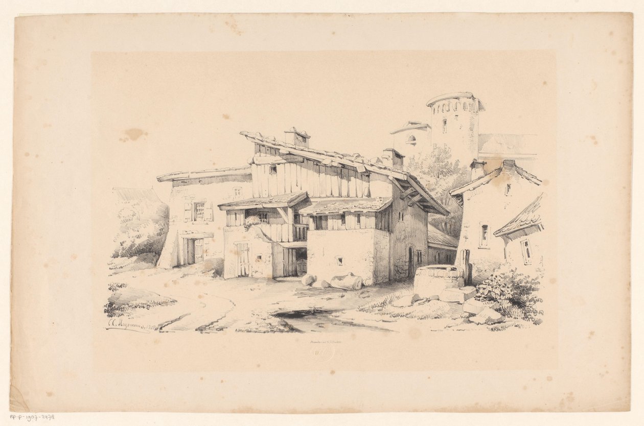 Houses and Tower by Constantinus Cornelis Huysmans