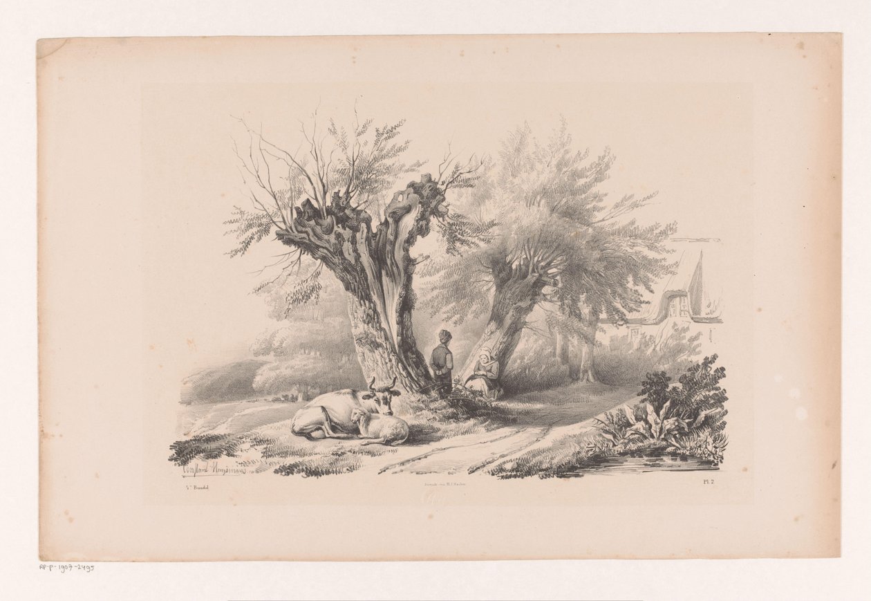 Country Road with Resting Man and Woman (The Landscape) by Constantinus Cornelis Huysmans