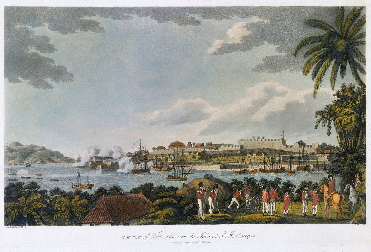 North-East View of Fort Louis (Fort Saint Louis), Martinique, February 5 - March 22 by Cooper (after) Willyams