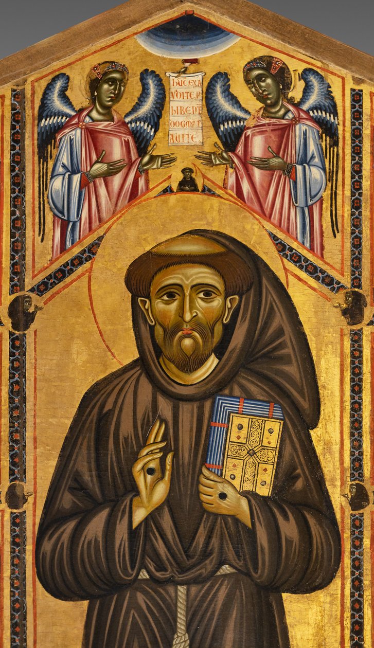 Bardi St. Francis altarpiece and twenty stories of his life, The Bardi Chapel, Detail of the Saint and angels by Coppo di Marcovaldo