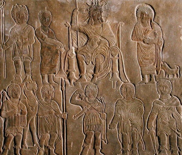 Relief Depicting a Deified Roman Emperor Receiving Homage from Egyptian Nomads by Coptic