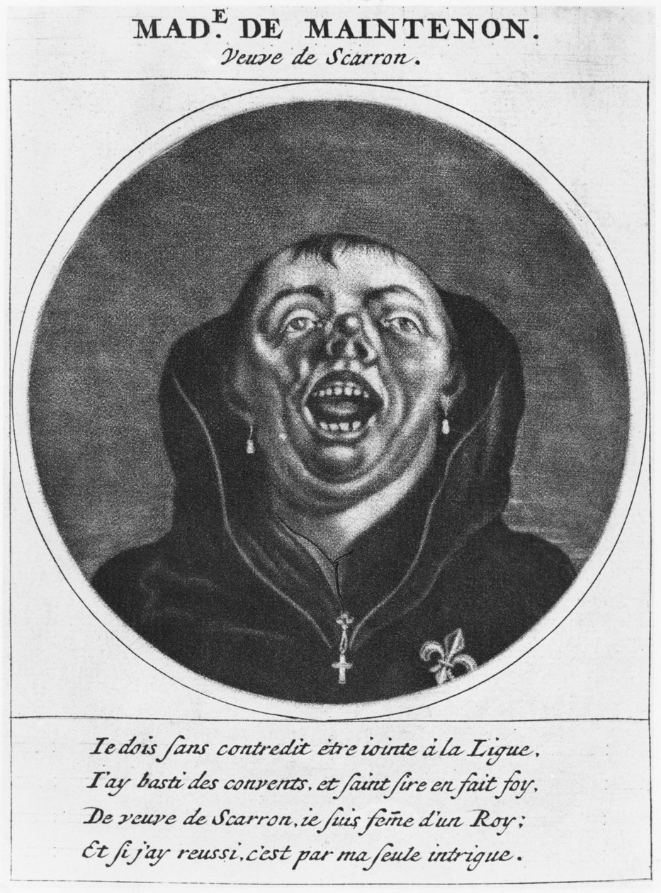 Protestant caricature of Madame de Maintenon, illustration from 