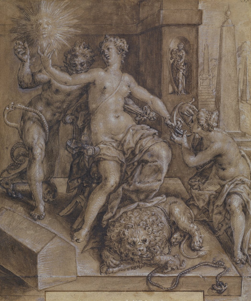 Design for the Central Section of The Mirror of Virtue by Cornelis Ketel