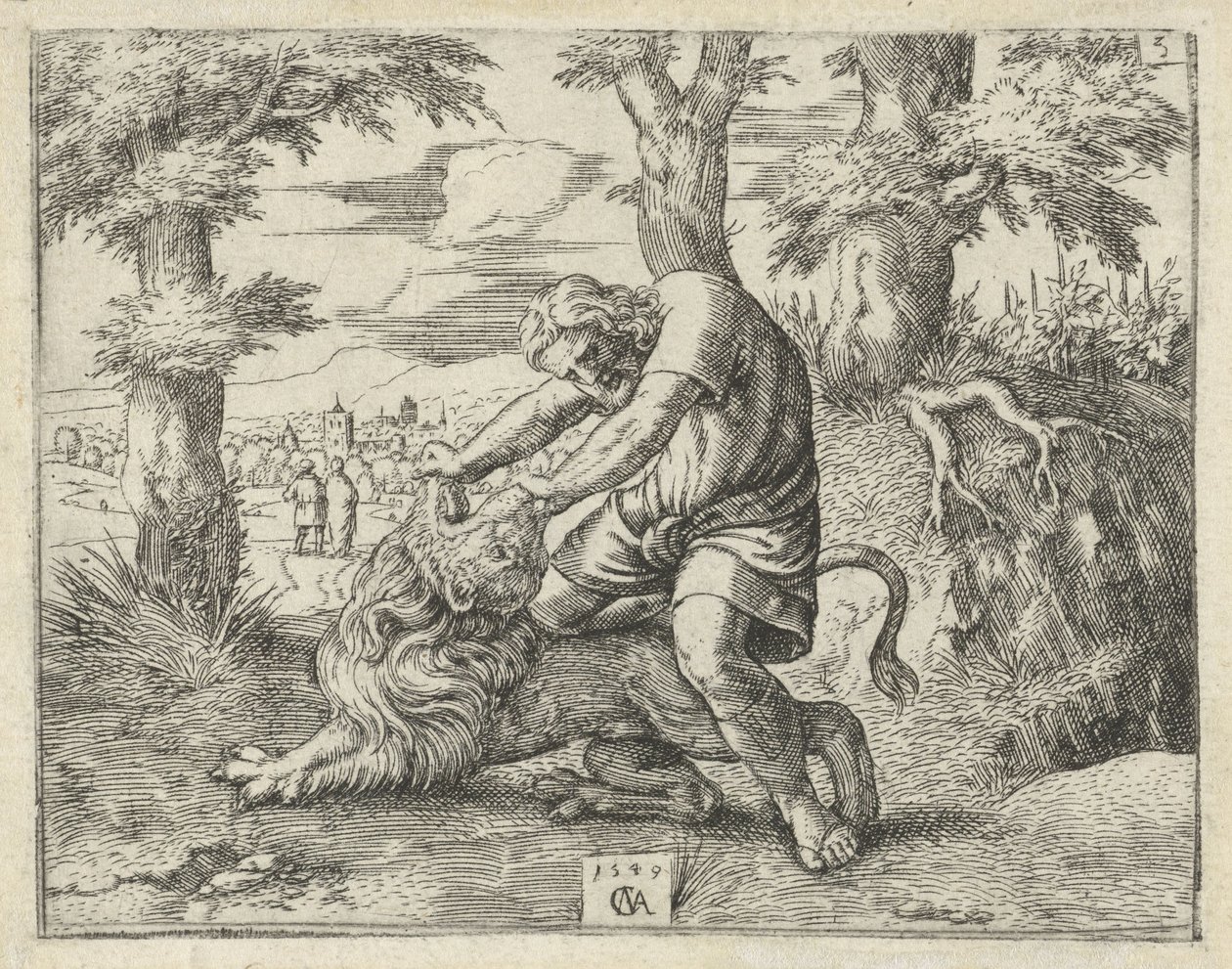 Samson Kills the Lion with His Bare Hands by Cornelis Massijs