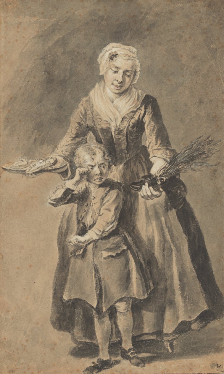 A Mother Showing Her Weeping Son His Shoe of Switches by Cornelis Troost