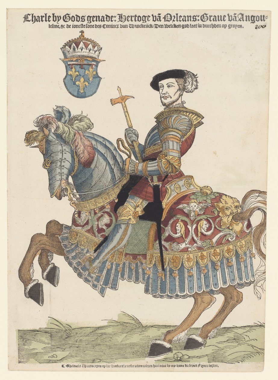 Portrait of Charles of Orléans on Horseback by Cornelis Anthonisz. (manner of)