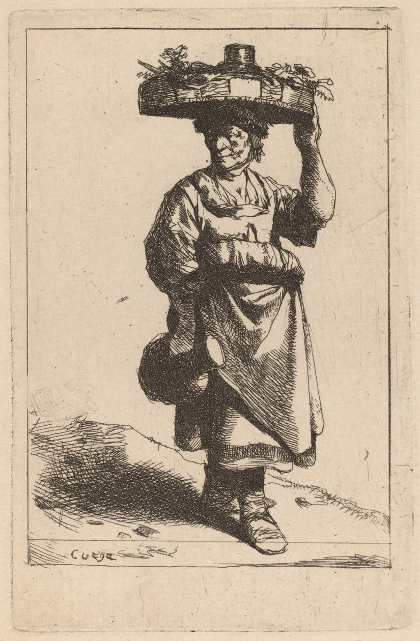 Woman Carrying a Basket by Cornelis Pietersz Bega