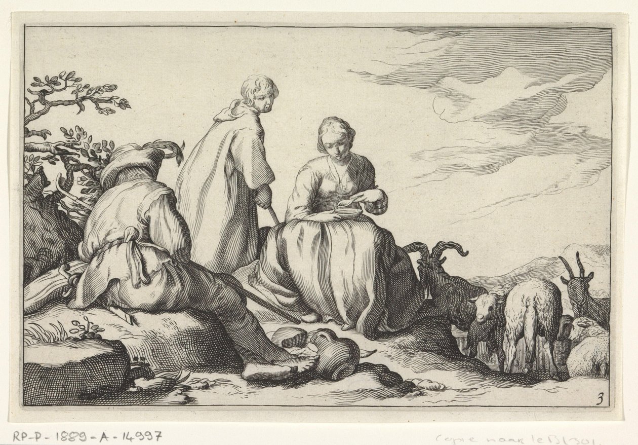 Shepherds by Cornelis Bloemaert (II) (possibly)