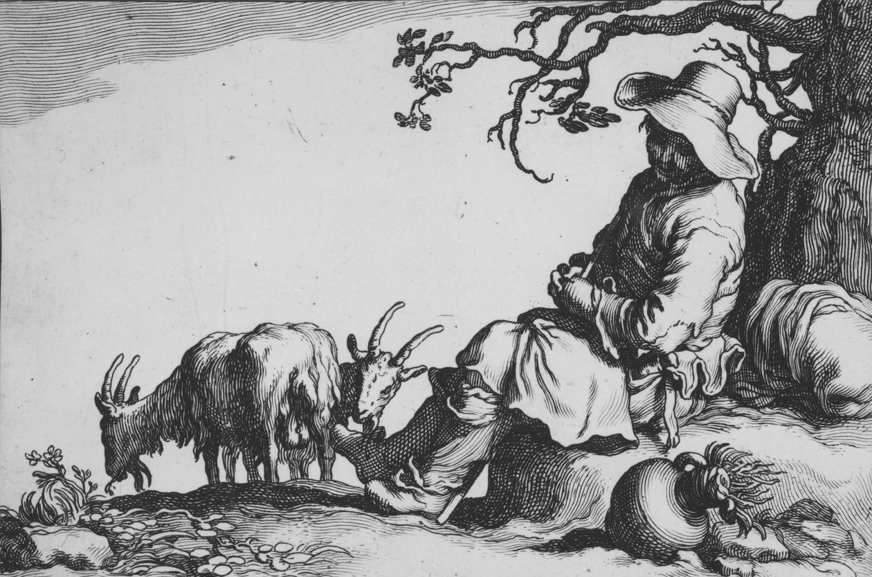 Pastoral with Goatherd and Goats, from the series Sixteen Peasant Subjects by Cornelis Bloemaert