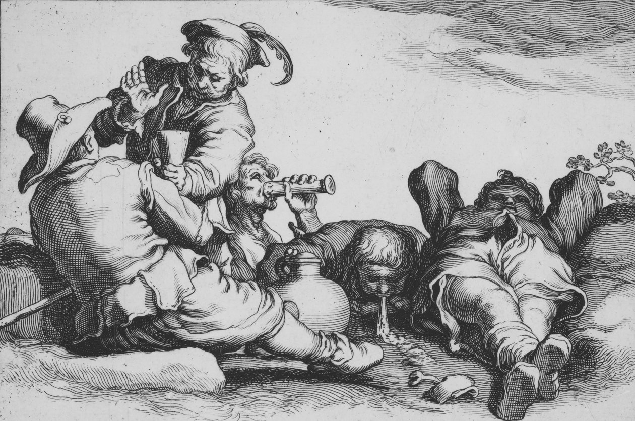 Peasants Drinking, from the series Sixteen Peasant Subjects by Cornelis Bloemaert