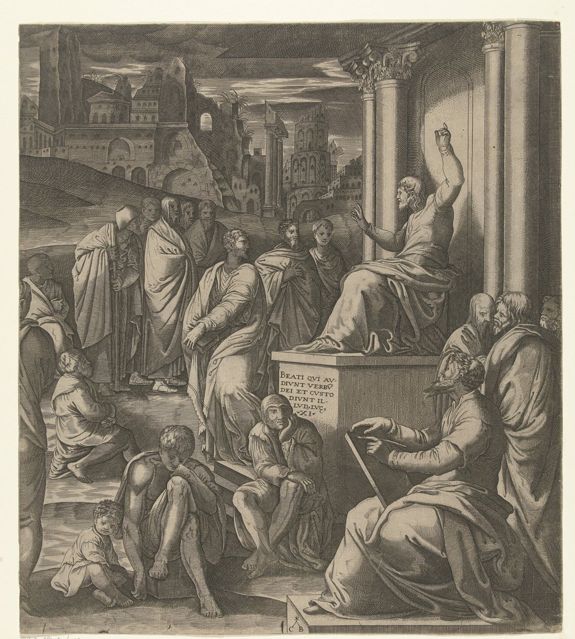 Christ Preaching to the People by Cornelis Bos (possibly)