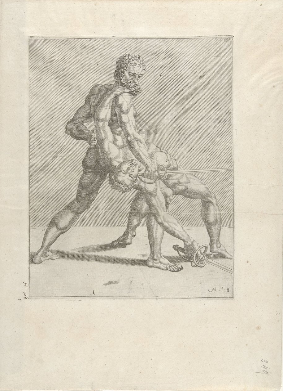 Two Swordsmen, Swordsmen (series title) by Cornelis Bos (possibly)