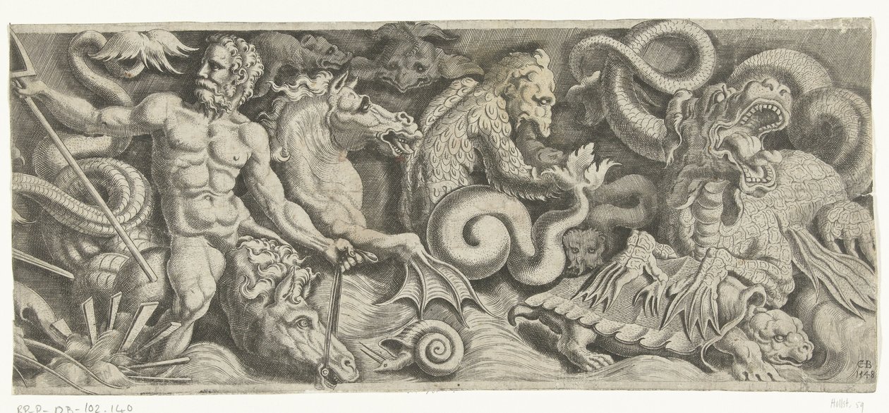 Frieze with the Triumph of Neptune, Right Plate by Cornelis Bos