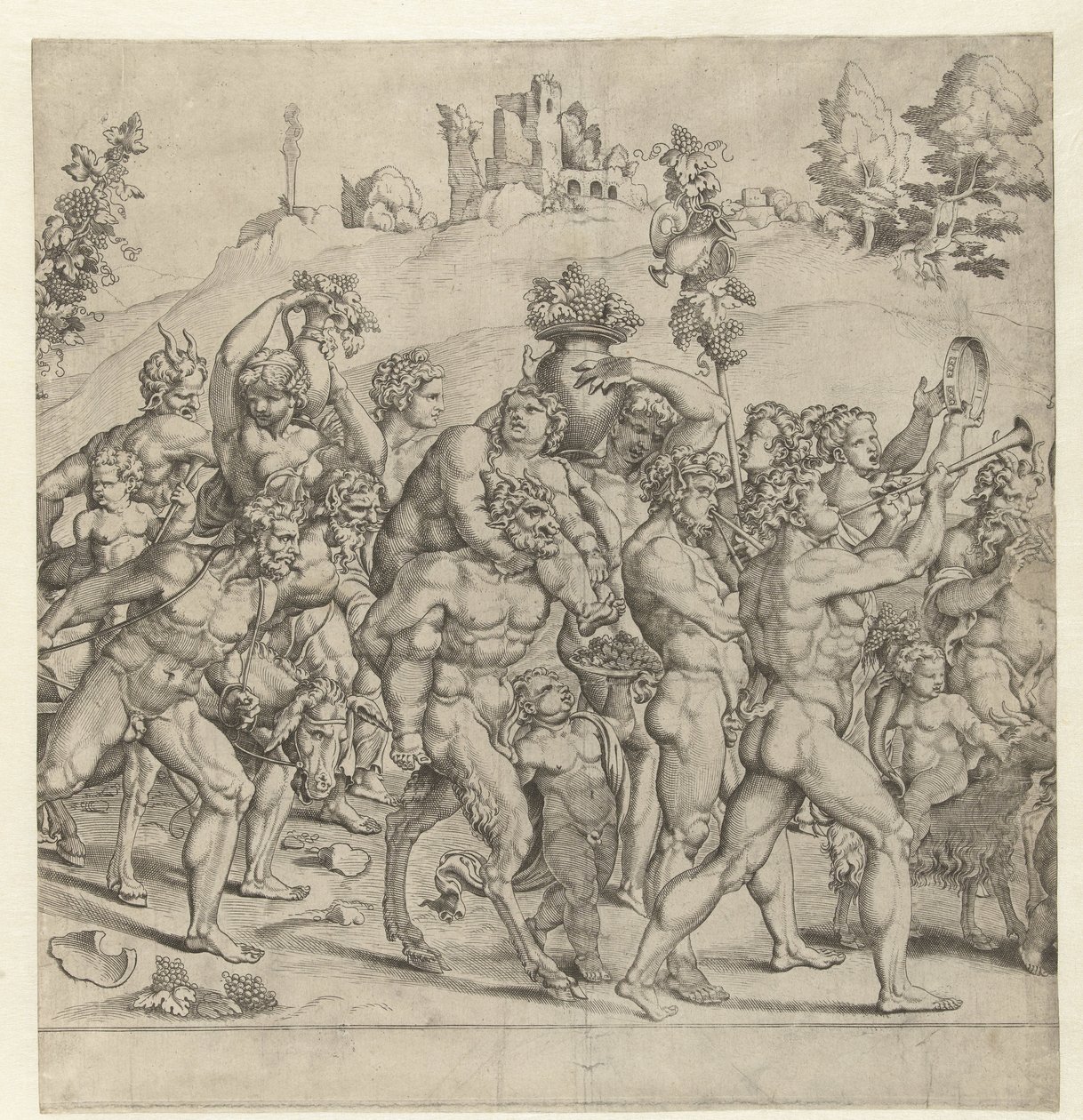 Triumph of Bacchus, Central Plate by Cornelis Bos