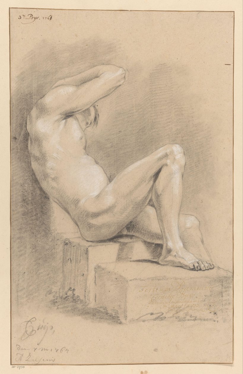 Seated Male Nude, Seen from the Side (3rd Prize 1767) by Cornelis Buys