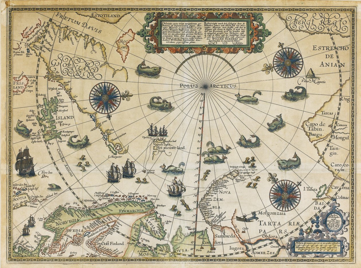Map of Willem Barentsz Third Voyage, 1598 by Cornelis Claesz