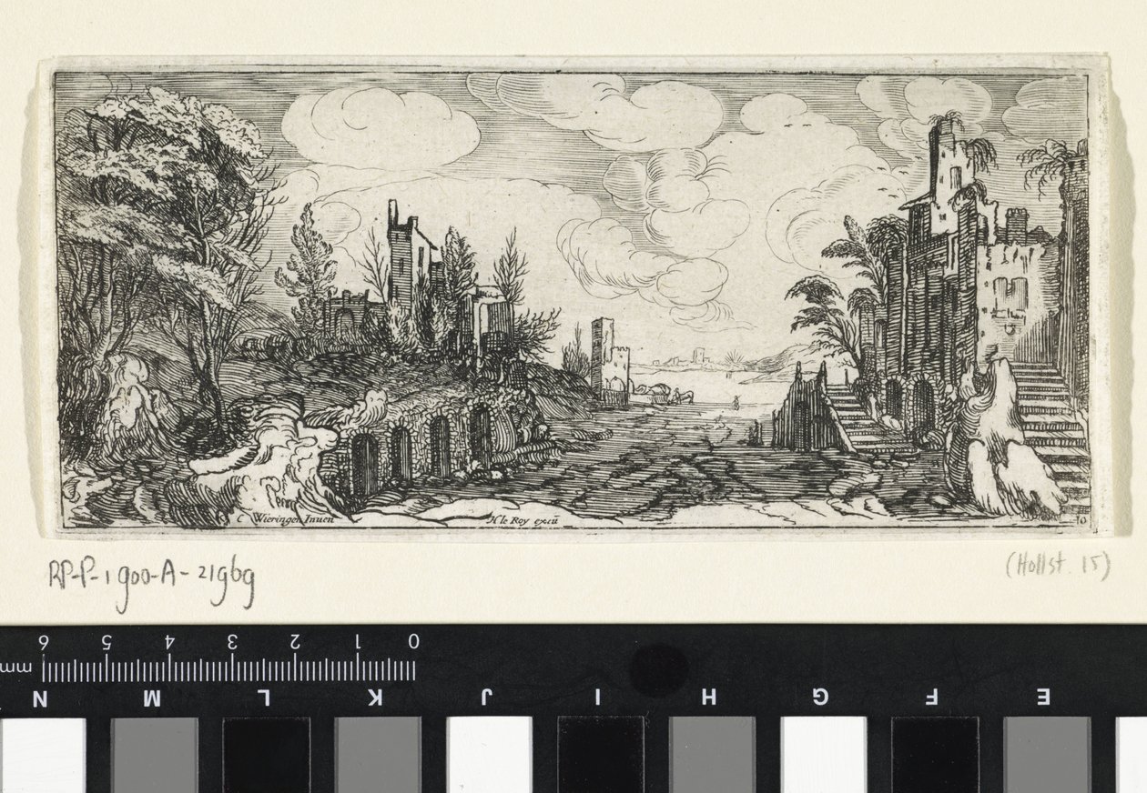 Hilly Landscape with a View of a River (series title) Landscapes by Cornelis Claesz van Wieringen (possibly)