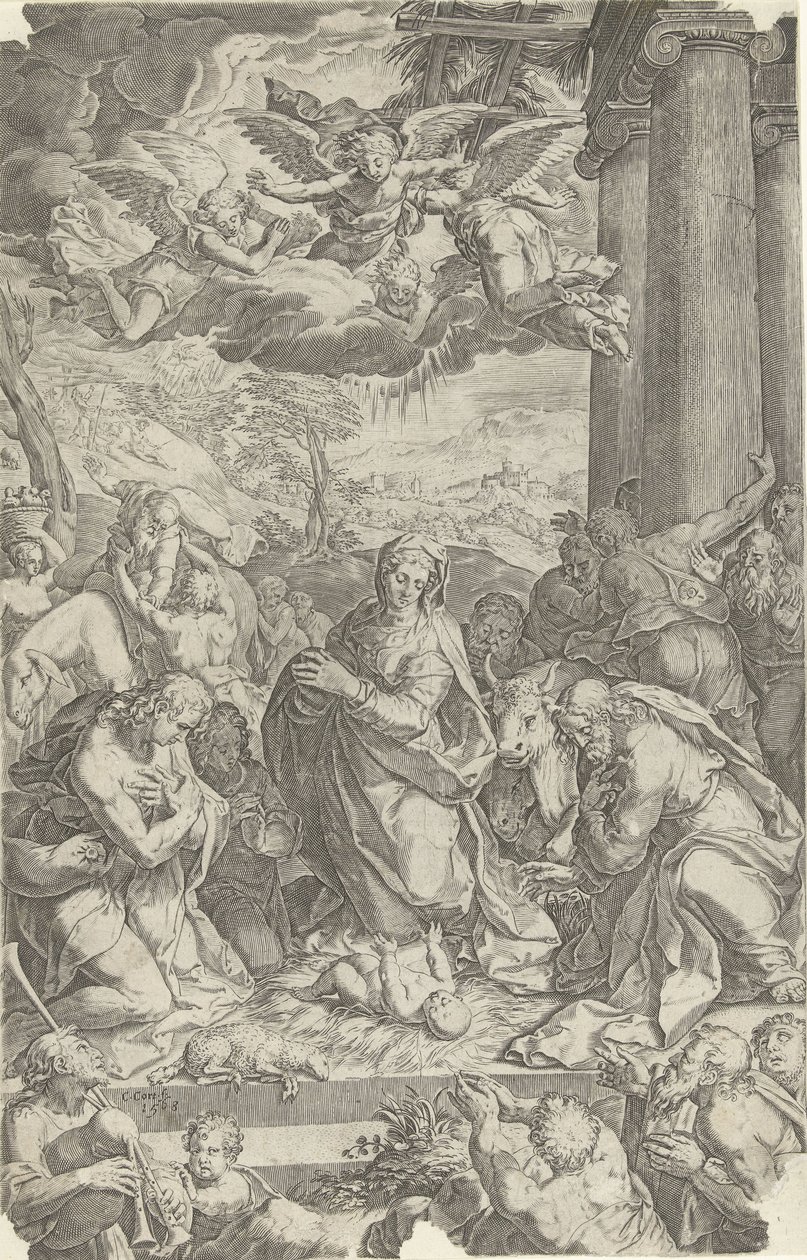 Adoration by the Shepherds by Cornelis Cort