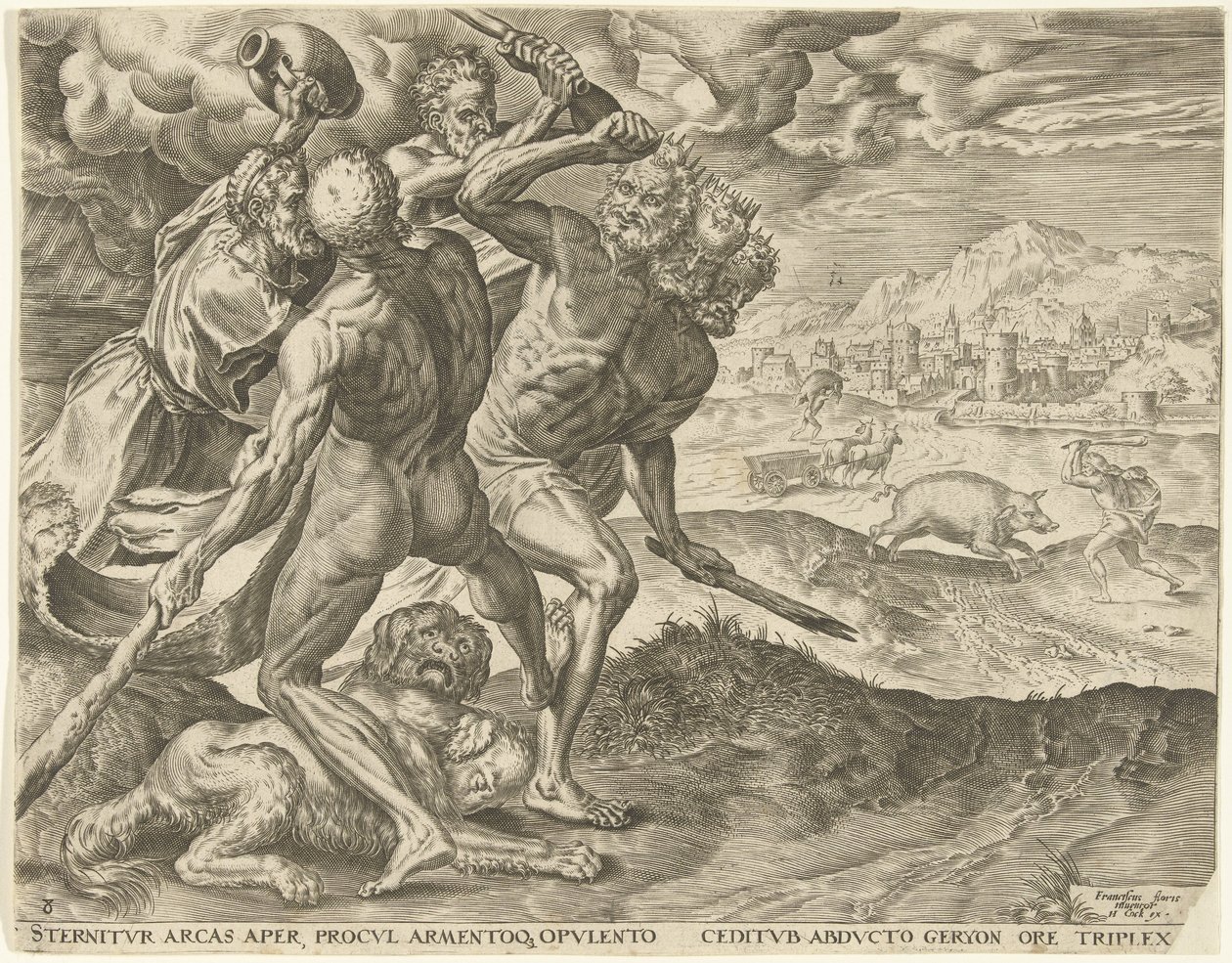 Hercules Kills Geryon and His Dog (Works of Hercules)