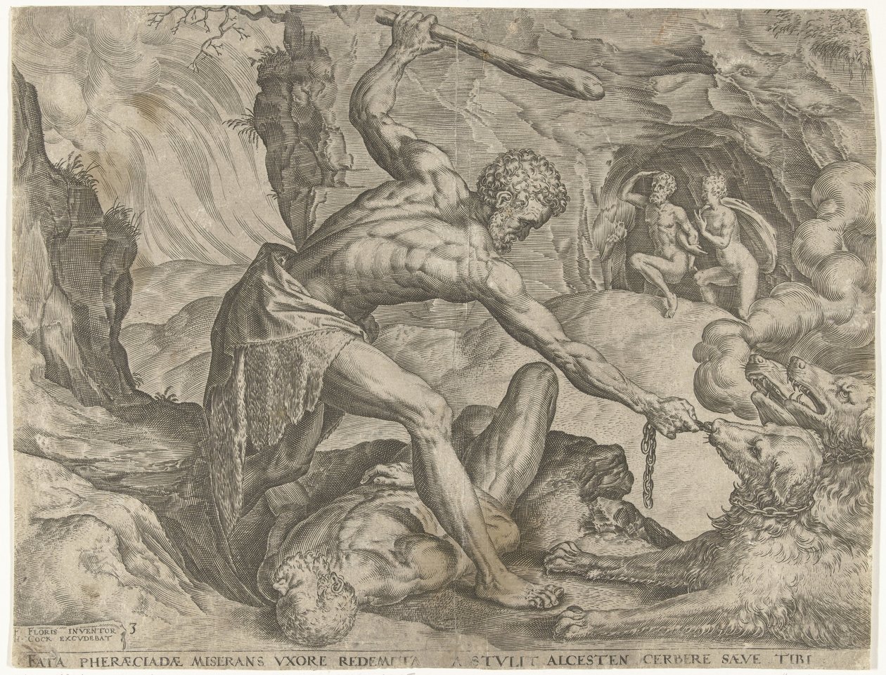 Hercules Drags Cerberus from Hell by Cornelis Cort