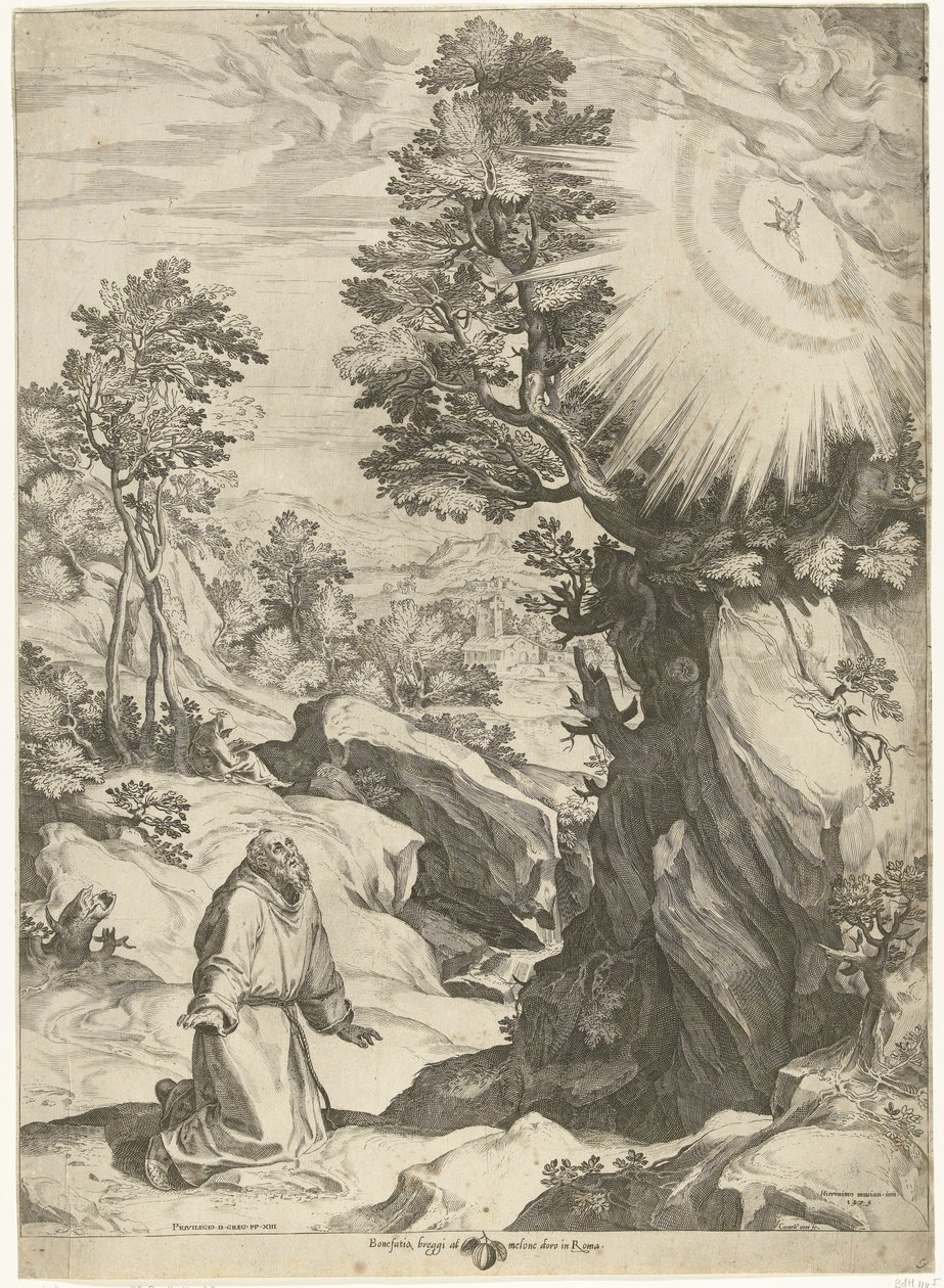 Landscape with the Vision of St. Francis of Assisi by Cornelis Cort