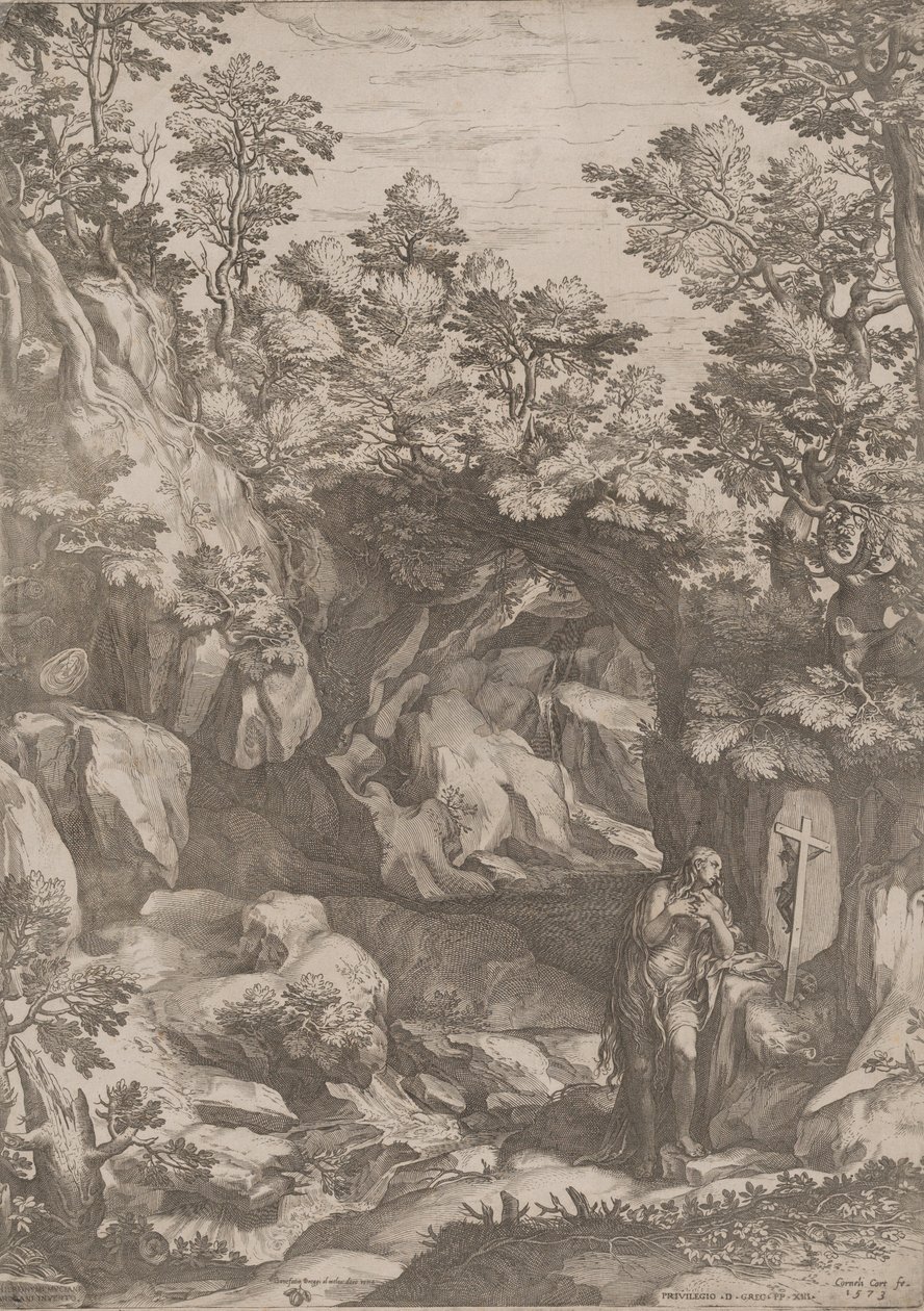Mary Magdalen Repentant in the Wilderness, 1573 by Cornelis Cort
