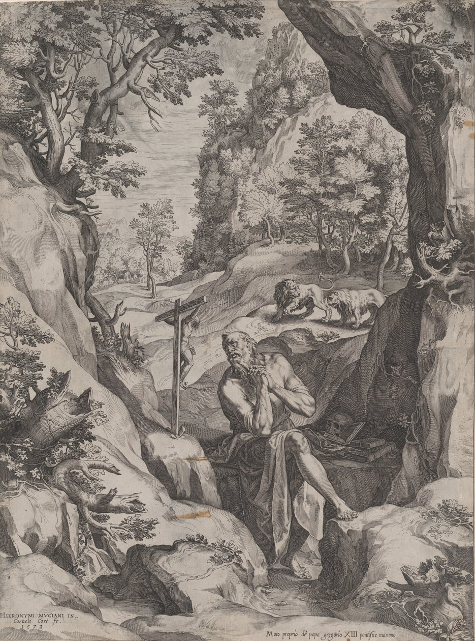 St Jerome Penitent in the Wilderness, 1573 by Cornelis Cort