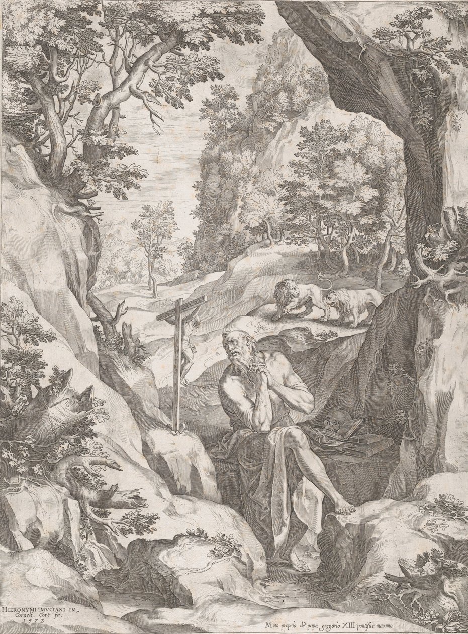 St Jerome Penitent in the Wilderness, 1573 by Cornelis Cort