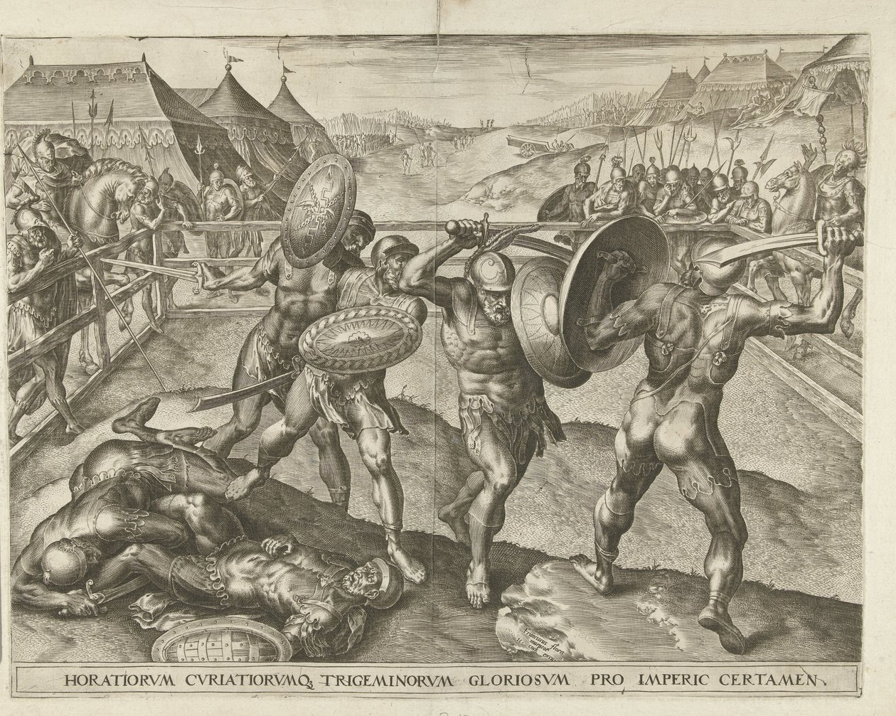 Battle between the Horatii and the Curiatii by Cornelis Cort