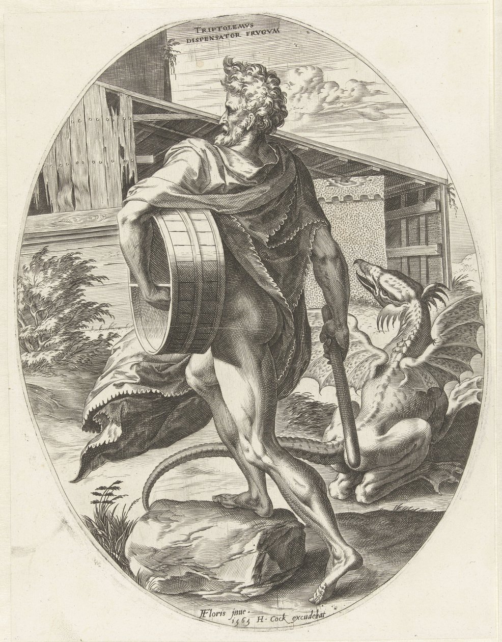 Triptolemos by Cornelis Cort