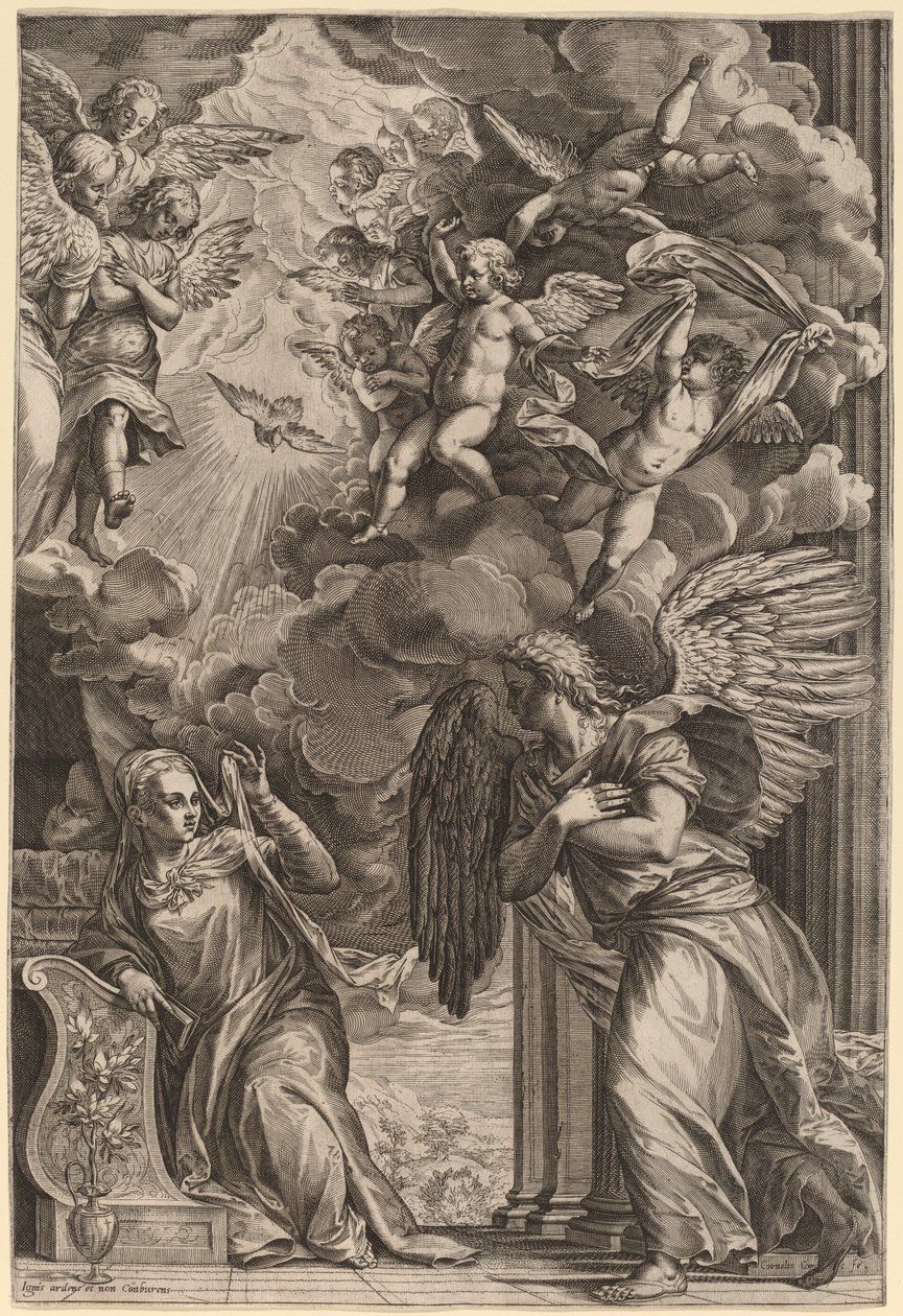 The Annunciation by Cornelis Cort after Titian