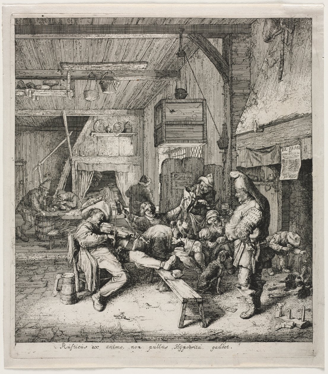 Violin Player Seated in the Inn by Cornelis Dusart