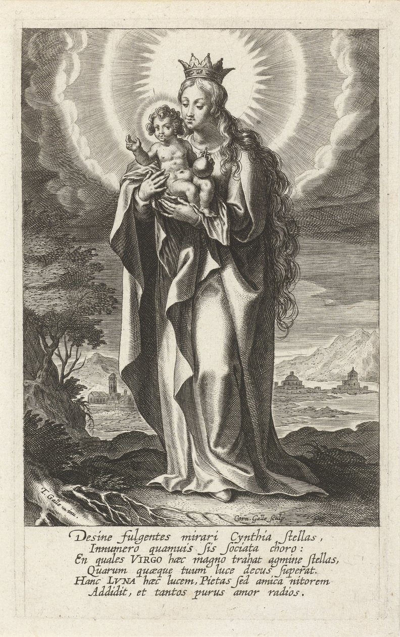 Crowned Mary with Child by Cornelis Galle (I)