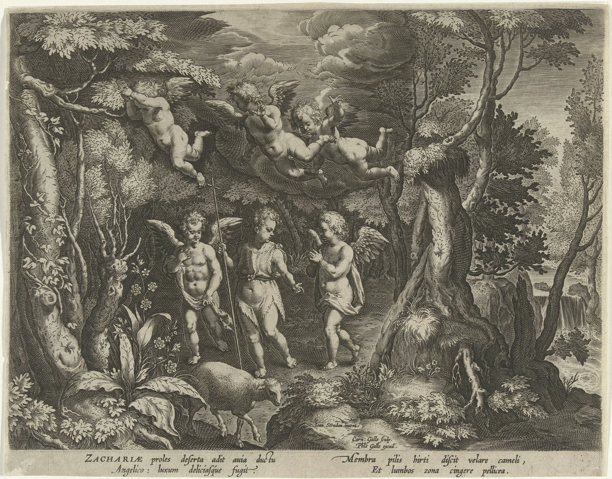 John the Baptist Accompanied by Angels as He Enters the Desert by Cornelis Galle (I)