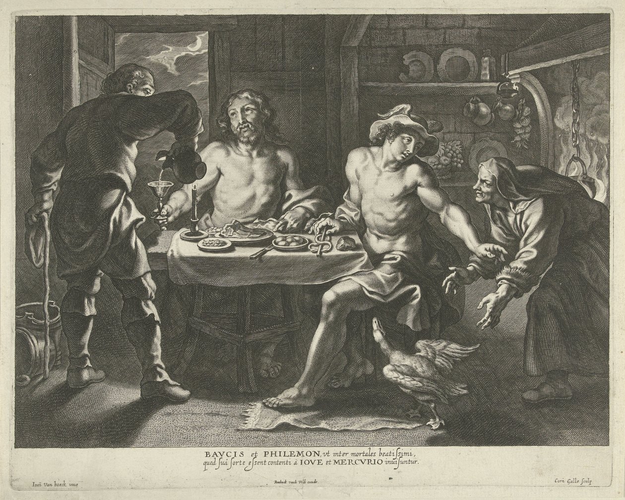 Jupiter and Mercury in the House of Philemon and Baucis by Cornelis Galle (I)