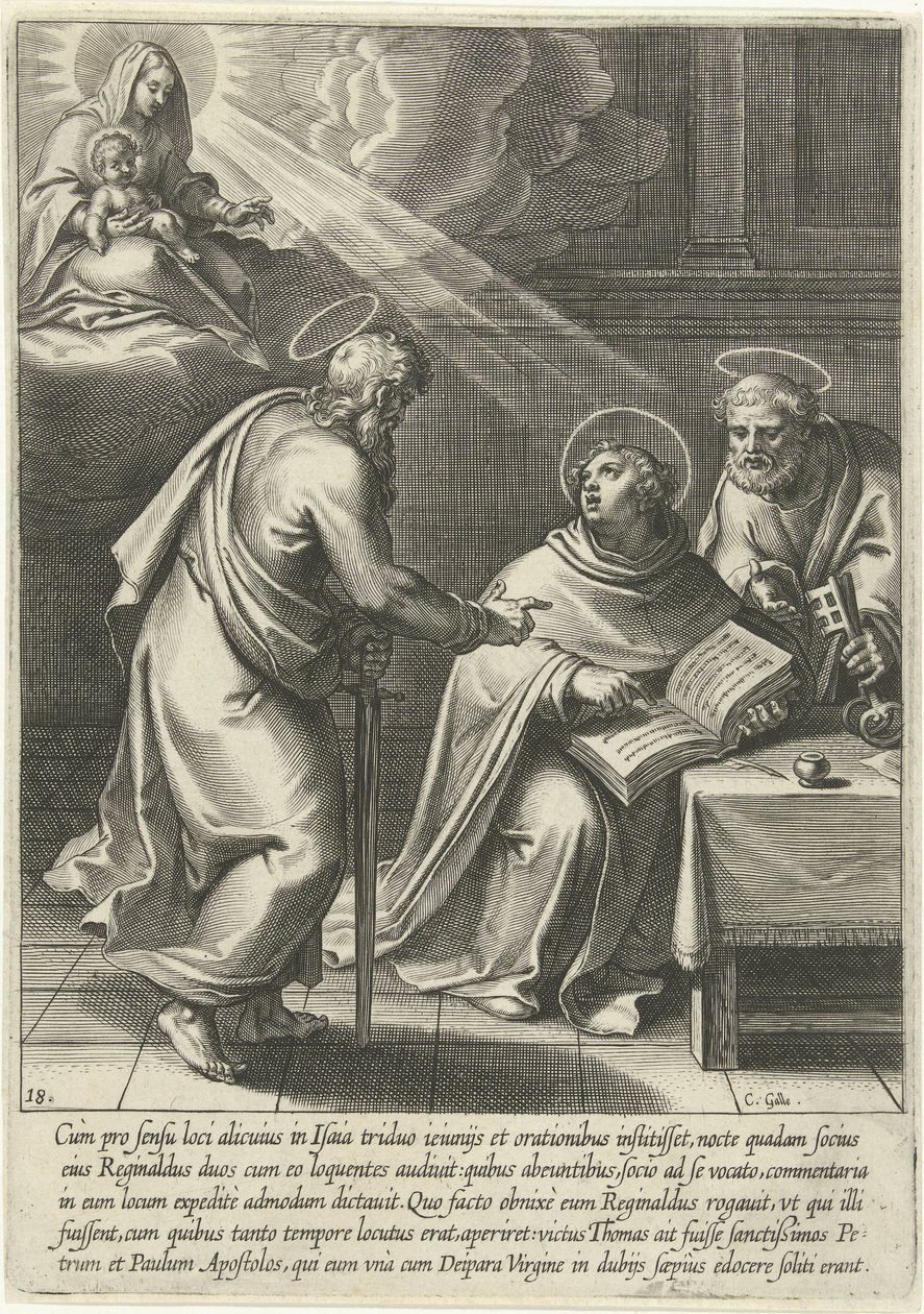 Thomas taught by Peter and Paul (The life of Saint Thomas Aquinas) by Cornelis Galle (I)