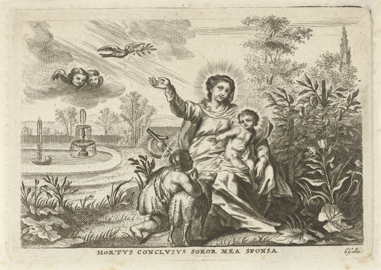 Mary with Child and John the Baptist in the Hortus Conclusus by Cornelis Galle (II)