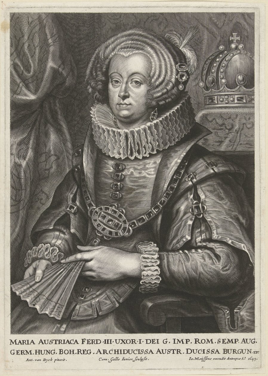 Portrait of Maria Anna of Austria, Wife of Emperor Ferdinand III by Cornelis Galle (II)