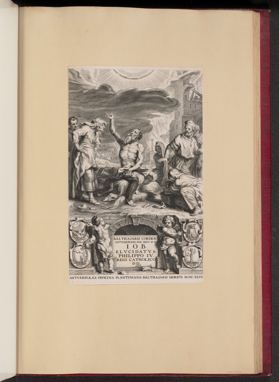 Title Page for Balthasar Cordier, Iob Elvcidatvs by Cornelis Galle II after Abraham van Diepenbeeck