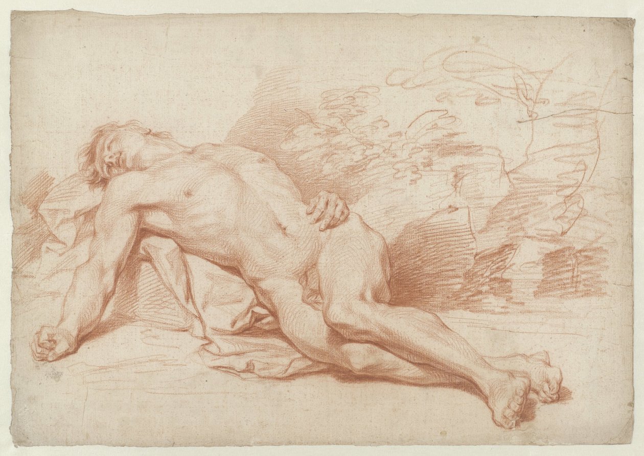 Reclining Male Nude by Cornelis Joseph d